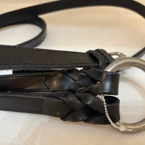 POLO RALPH LAUREN BRAIDED O-RING BUCKLE LEATHER DOUBLE WRAP ART DECO BELT - Picture 3 of 5